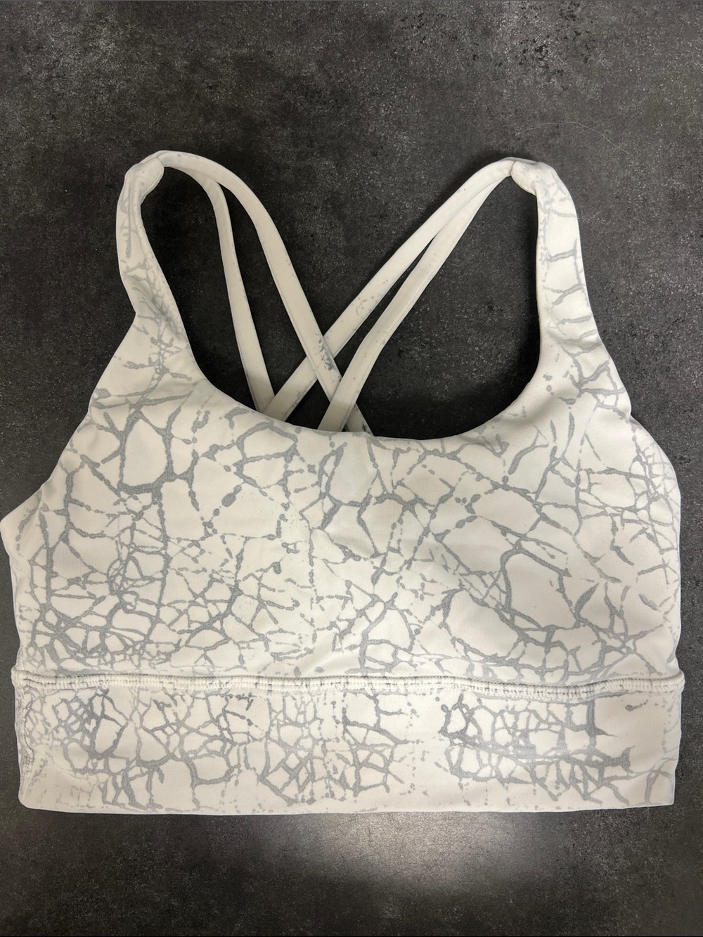 lululemon athletica White Sports Bra with Light Gray Crackle Print